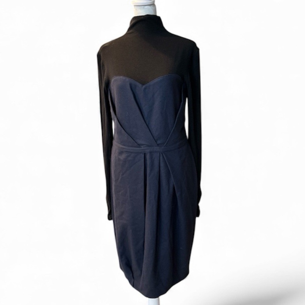 Laviniaturra Made in‎ Italy Two Tone Long Sleeve Wool Sweetheart Dress SZ 12 NWT